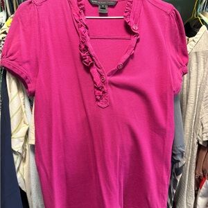 Marc By Marc Jacobs Fuchsia Ruffled Short Sleeve Top